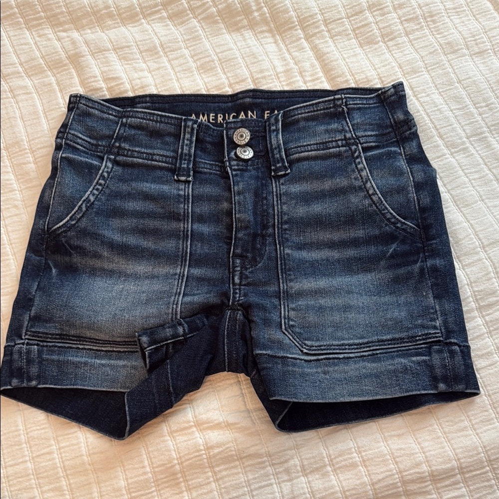 American Eagle Outfitters Blue Jean Shorts Cuffed Hem